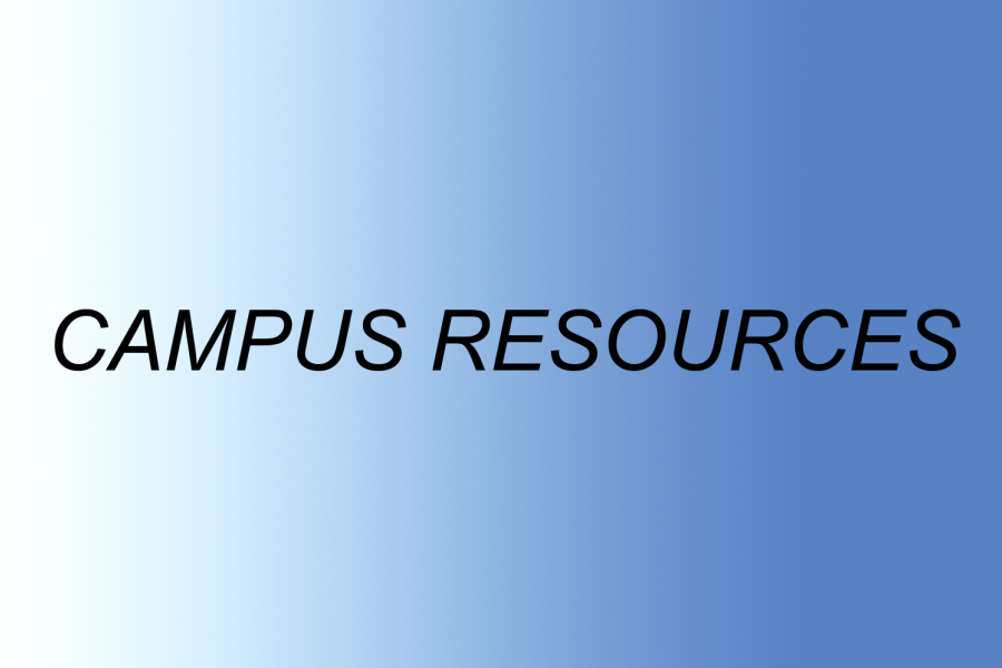 white/blue gradient background with the text, "Campus Resources"