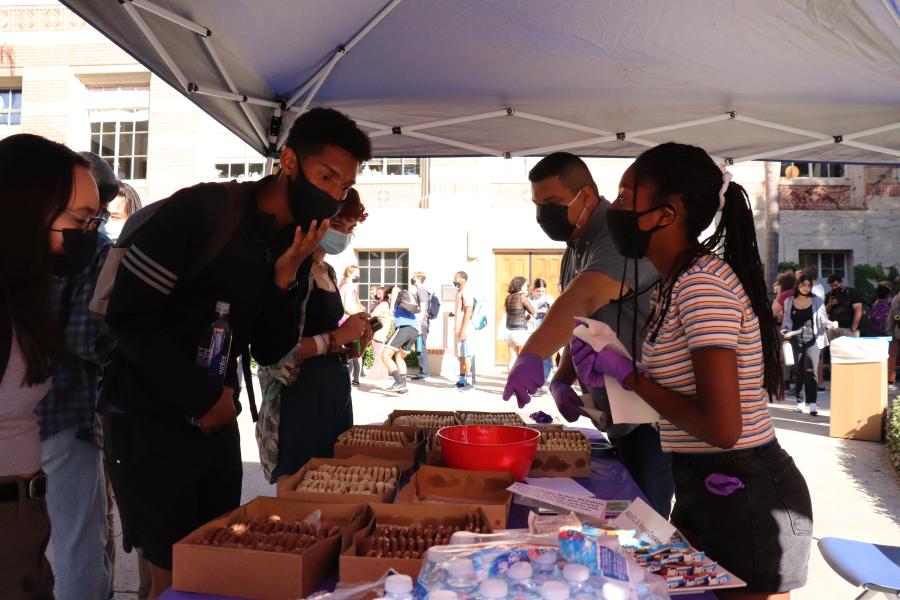Interns distributing food at Cookies and Queers