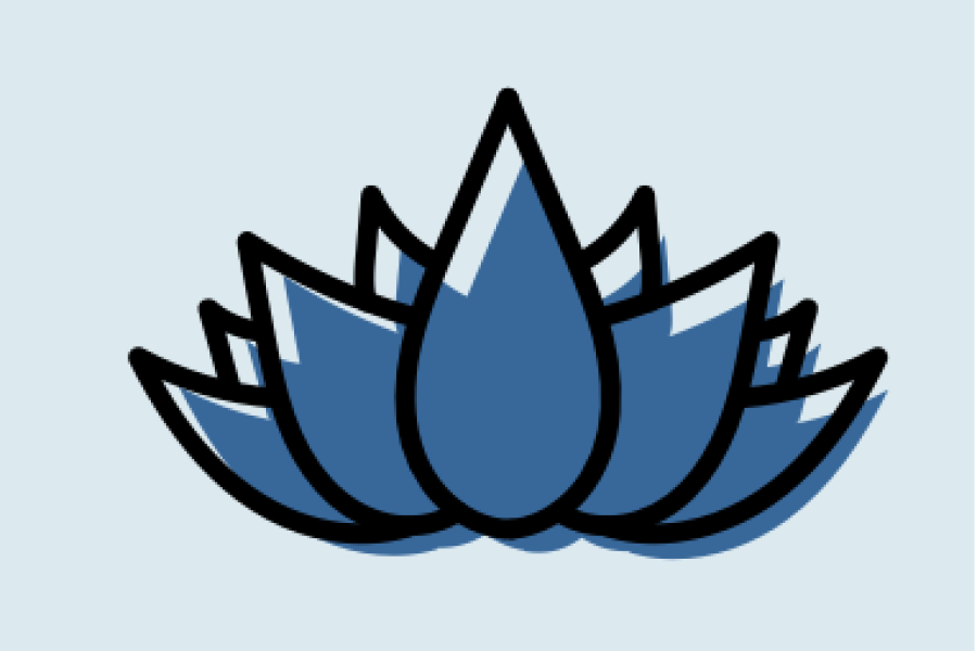 blue photo with a lotus flower 